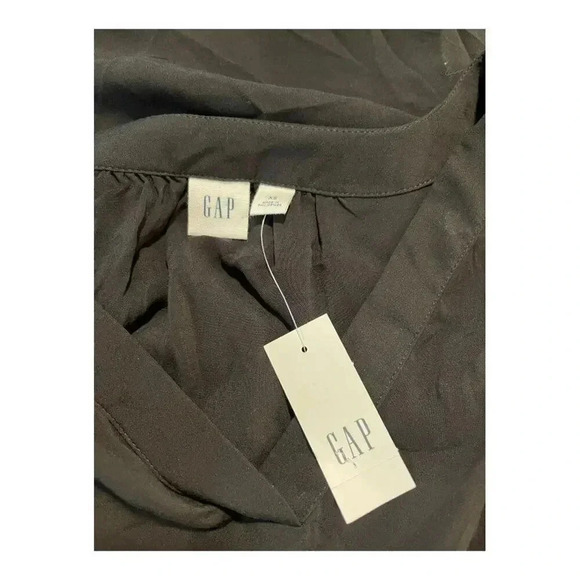 Gap Women’s XS Flowy Lightweight Black Short‎ Sleeved V-Neck Top - Picture 4 of 5